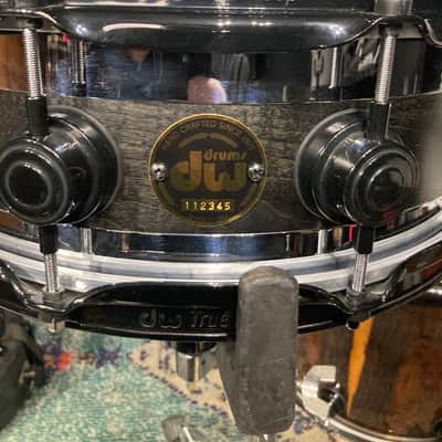 Terry Bozzio's DW 5x14" Collector's Edge Snare Drum, 1998 Autographed - Transparent Black Satin image 11