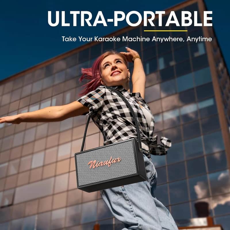 Retro Bluetooth Karaoke Machine – Dual Wireless Mics, Vintage Style, All-in-One Portable Sound System image 1