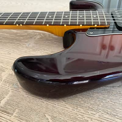 1980s PGM Moon Stratocaster Mahogany Custom Shop Dark Brown Sunburst Schecter USA Pickups Flamed Neck Japan Vintage image 18