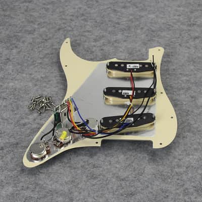 Alnico 5 Prewired Pickguard 3 Single Coil Pickups Loaded Electric Guitar Pickguard-Cream image 2