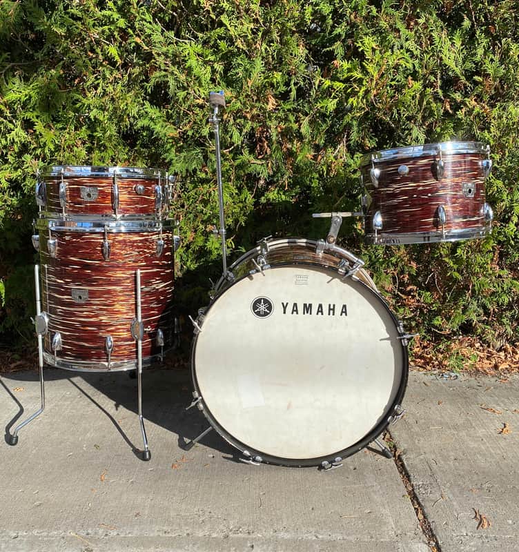Yamaha D22 1960s Vintage 4pc Kit with Snare Brown Willow 22 16 13 14x5 SD Drum Set Made In Japan image 1