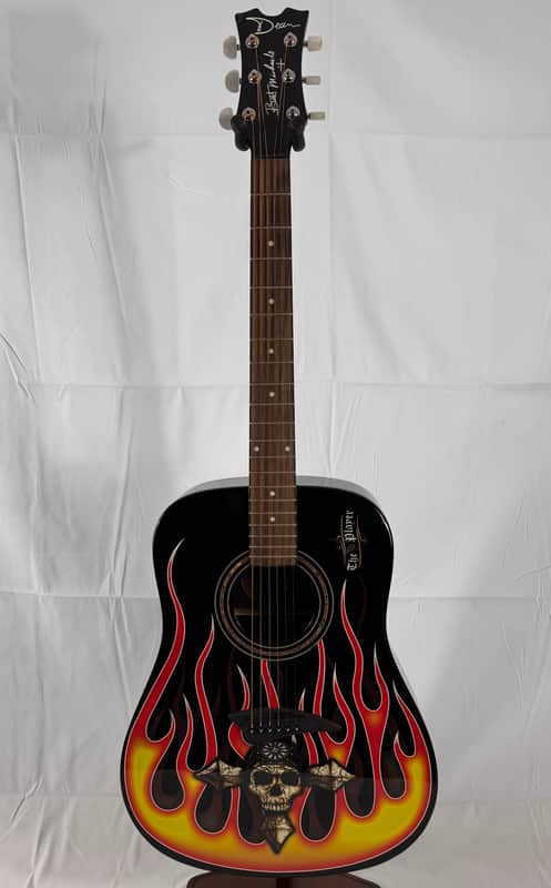 Dean Bret Michaels BM The Player Acoustic Guitar 2011 - Black Flames image 1