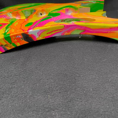 Neon multicolor swirled alder 6 string Jem style guitar body, LEFTY, HxH, AANJ, rear route- RB215 image 6