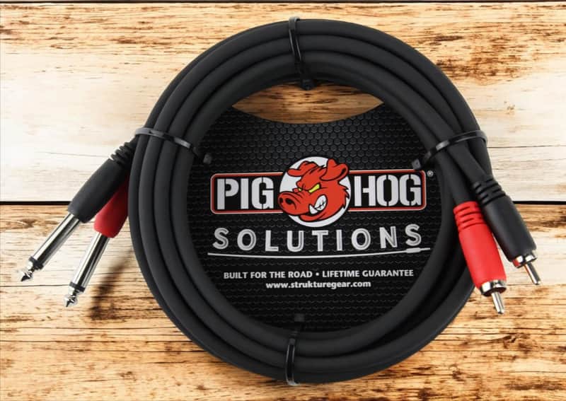 Pig Hog PD-R1410 Dual 1/4" TS Male to Dual RCA Male Cable - 10' 2010s - Black image 1