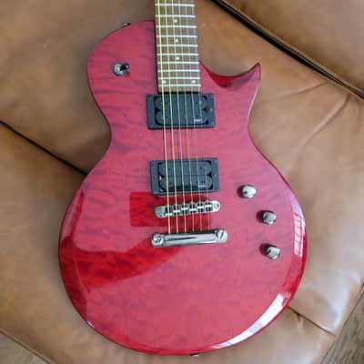 2008 ESP LTD EC-100QM Electric Guitar – See-Thru Black Cherry Quilt Top image 3