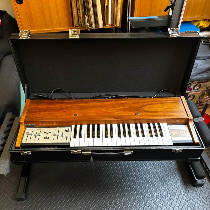 Farfisa Syntorchestra 37-Key String Synthesizer (Rare Brown Wood Version) SERVICED + hard case image 1