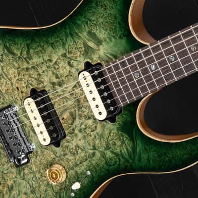 Suhr Modern Custom Shop Burl Maple HH FTGB - Faded Trans Green Burst image 24