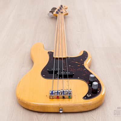 1970s Fernandes Burny Bass FPB-70FL Fretless Maple Board Vintage P Bass, 1 1/2" Nut, Japan image 10