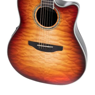 Ovation CS24X-7C Celebrity Series Traditional Plus Mid-Depth Acoustic-Electric Guitar Cognac Burst image 15
