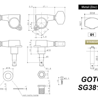 Gotoh SG381-01 Guitar Tuners w/ Large Knobs - Gold - 3L x 3R image 4