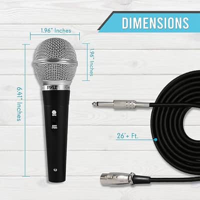 3 Piece Professional Dynamic Microphone Kit Cardioid Unidirectional Vocal Handheld MIC with Hard Carry Case & Bag, Holder/Clip & 26ft XLR Audio Cable to 1/4'' Audio Connection, Black image 2