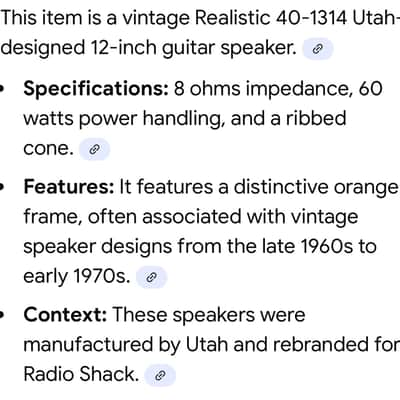 Realistic (Utah) 12” guitar speaker, 60 watt / 8 ohm. Model 40-1314 Vintage ‘60’s-‘70’s - Orange image 9