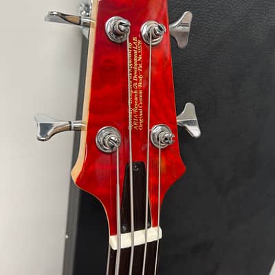 Aria Pro II SB-700 Four String Bass Guitar - Paduak Red w/Free Hard Case image 3