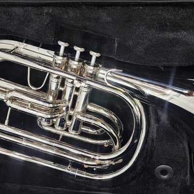 Moz (Advanced Monel Pistons) Marching Mellophone Key of F with Case - Nickel Plated Finish image 1