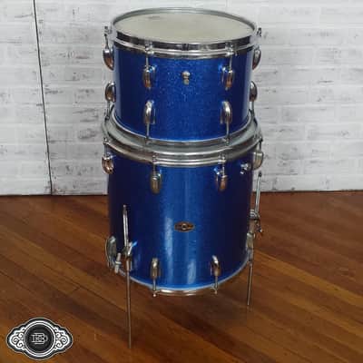 Slingerland early 1960s 3 ply bop toms 12" rack tom 14" floor tom Blue Sparkle image 1