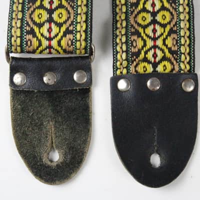 Vintage Style Beautiful Colorful Braided Guitar Strap Leather + Cotton  w/Plastick Buckle ~Persian/Middle Eastern Geometric Pattern~ image 4