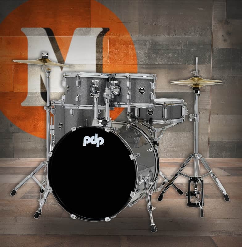 PDP Center Stage Silver Sparkle 5pc Kit Hardware Cymbals & Throne Included (PDCE2015KTSS) image 1