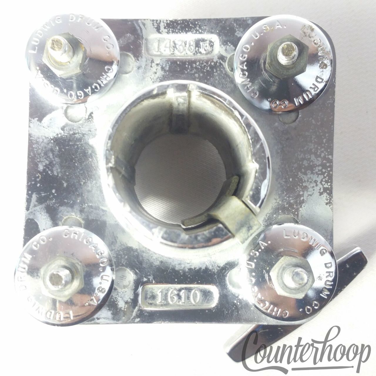 Ludwig Bass Drum Mount Double Tom Drum Post Receiver Chrome Classic Vintage 70s — main photograph