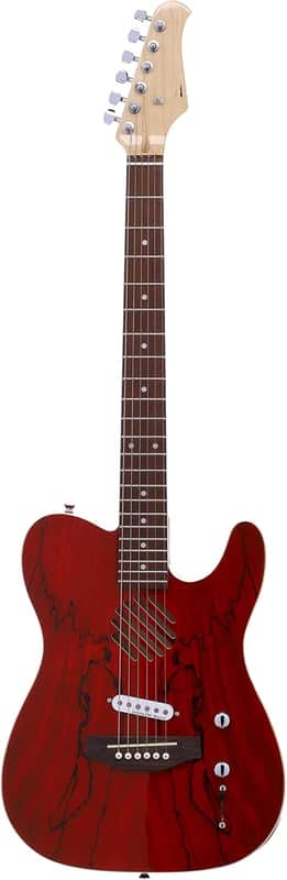 Semi Hollow Semi-Aucoustic Electric Guitar, Trans Red image 1