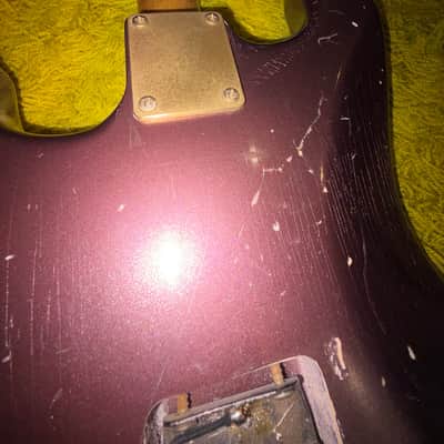 Stratocaster -1963 replica, Chunky highly figured Brazilian Rosewood slab Musikraft neck/ JM Rolph 1963 pickups/ nitro guard /mjt relic Purple Mist body/ relic gold hardware image 18