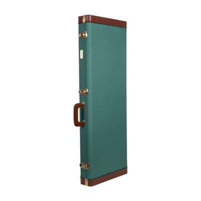 Crossrock Master Series - Wooden Jazzmaster/Jaguar Style Electric Guitar Case - Security Lock, Genuine Leather Handle, Reinforced Hardware, Metal Feet, Storage Space- Malachite Blue Tweed image 5