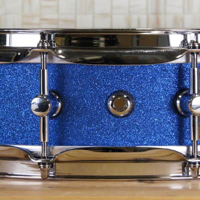 Click Icon 4x14 10ply Maple Snare Drum - Blue Satin Sparkle image 12