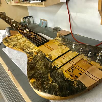 Warrior Isabella 5 string 20th Anniversary Bass 2015 - Very Special Ordered Buckeye Burl & Spalted Maple many factory photos of the build. image 23