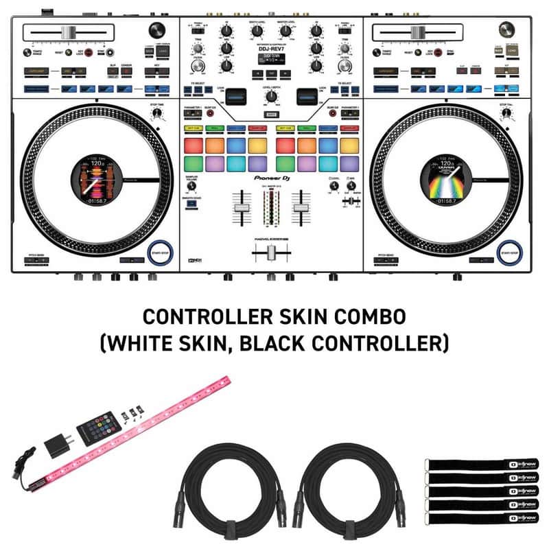 Pioneer DDJ-REV7 2-Channel Serato DJ Controller w White/Black Skin Kit image 1