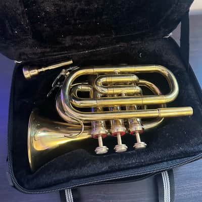 Brand new Pocket Trumpet with Hardcase and Mouthpiece - Brass Gold image 10