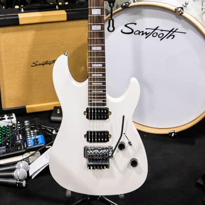 Sawtooth Americana 24 Series ST-M24 Satin White Electric Guitar with Floyd Rose Original, Seymour Duncan Pickups & Pro Series Gig Bag image 7