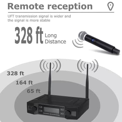 Professional 2 Channel Uhf Wireless Dual Microphone Cordless Handheld Mic System image 2