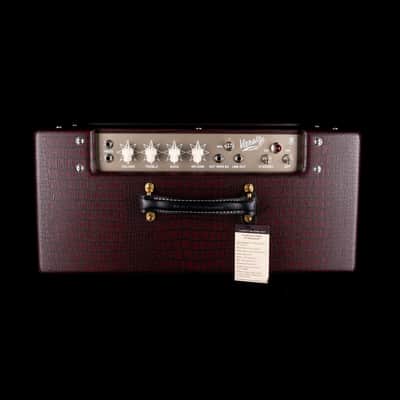 Magnatone Point to Point Varsity Reverb Cathedral Burgundy Guitar Amplifier Combo with Cover image 3