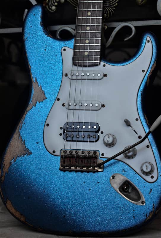 American Fender Stratocaster Relic Custom Nitro Blue Sparkle HSS image 1