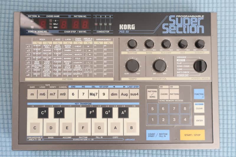 Korg PSS-50 Programmable Super Section Synthesizer / Drum Machine 1984 - Grey LO FI Kraftwerk Daft Punk Roland Sounds 808 707 606 image 1