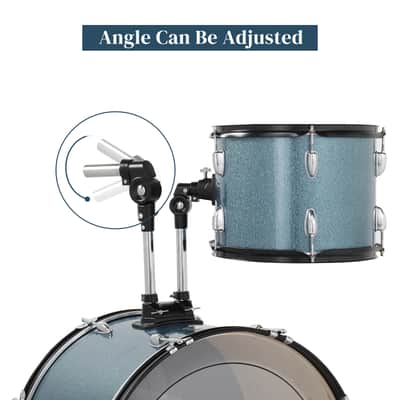 MCH Full Size Adult Drum Set 5-Piece Black with Bass Drum, two Tom Drum, Snare Drum, Floor Tom, 16" Ride Cymbal, 14" Hi-hat Cymbals, Stool, Drum Pedal, Sticks 2020s image 3