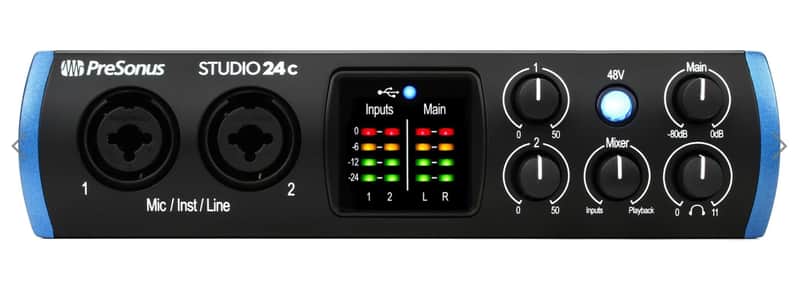 PreSonus Studio 24C 2x2 USB-C Audio / MIDI Interface 2019 - Present - Black image 1