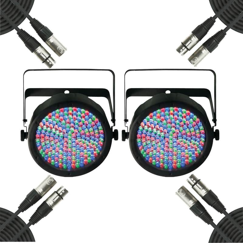 Chauvet SlimPAR DMX-512 64 RGB LED Slim Par Can Light Pair with DMX Cables image 1