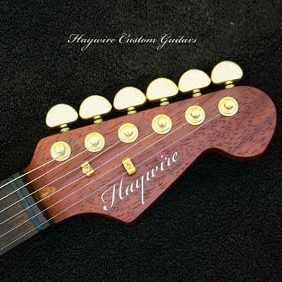 3/4-Sized Custom Shop Cherry Strat Body + Pearl Guard+ Solid Padouk/Ebony Warmoth Neck+ 2 EMG Active SA Pickups +One EMG RT Active Tele Bridge Pickup + Matched Gold Hardware + Graphtech Nut + Leveled & Crowned 6550 Frets with Low Action No string Buzz! image 3