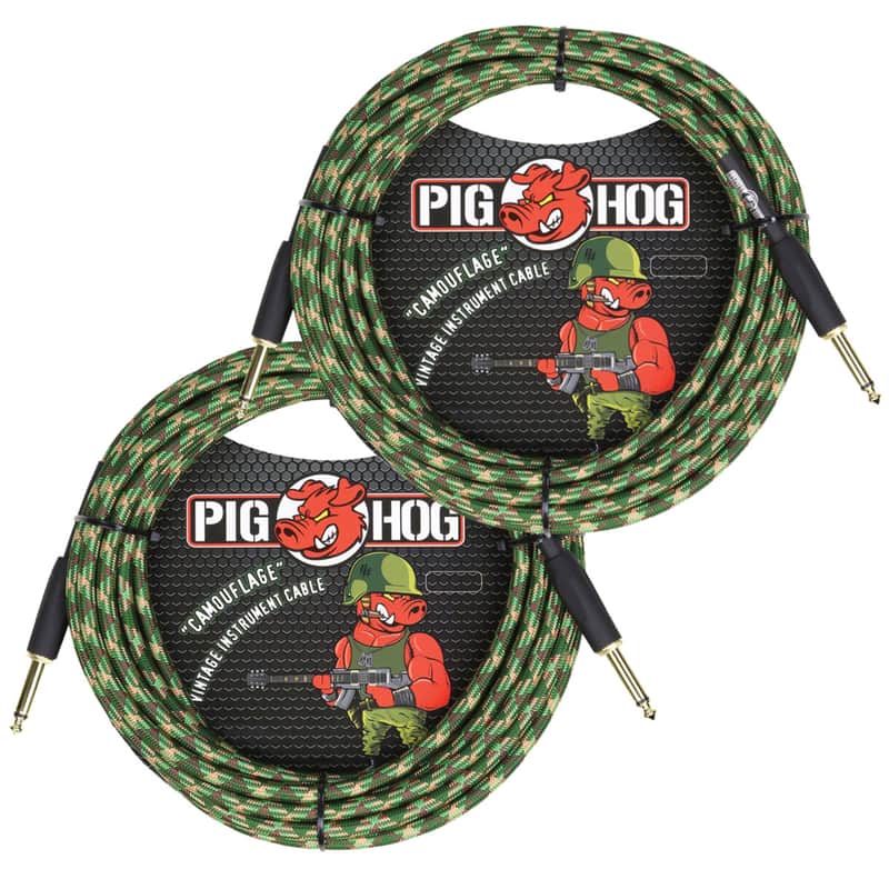 2 PACK Pig Hog "Camouflage" Instrument Cable, 20 Foot FT PCH20CF Lifetime Warranty! image 1