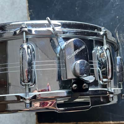 Slingerland No. 130 Gene Krupa Sound King 5x14" 8-Lug Chrome Over Brass Snare Drum with Vintage Case 1960s image 5