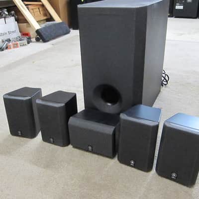 Yamaha Home Theater 5.1 Speaker System SW-P201 Powered Subwoofer + 5 Satellite speakers, 2 front, 2 rear, 1 Center, NICE Black image 1