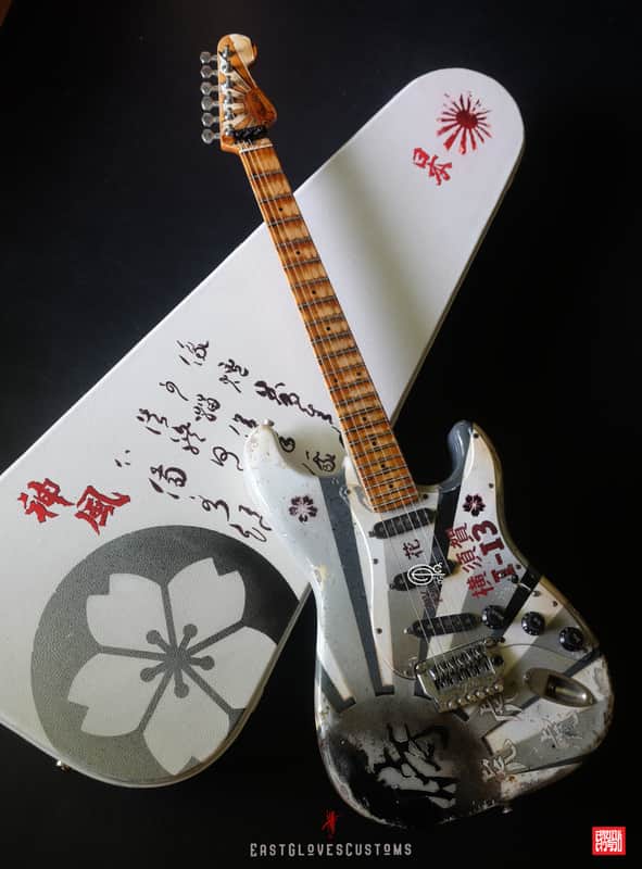 Fender Stratocaster Floyd Rose MXY-7 Ohka Cherry Blossom Kamikaze V3 in White Aged Relic (Rare 1of1) image 1