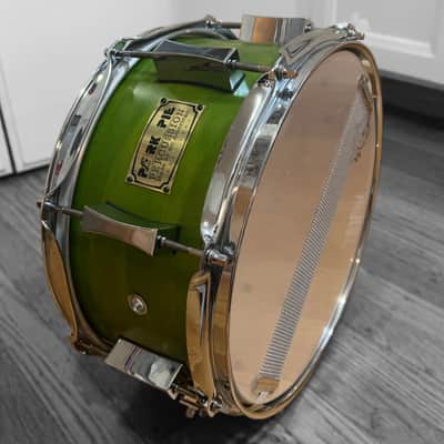 Pork Pie 5.5 x 12-inch Maple Snare in Transparent Green Finish (2003) image 10