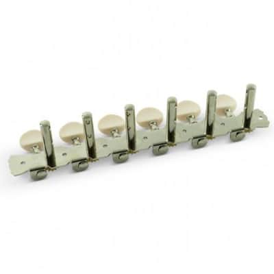 WD 12 String 6-On-A-Plate Open Back Steel String Tuners Chrome w/ Plastic Buttons image 2