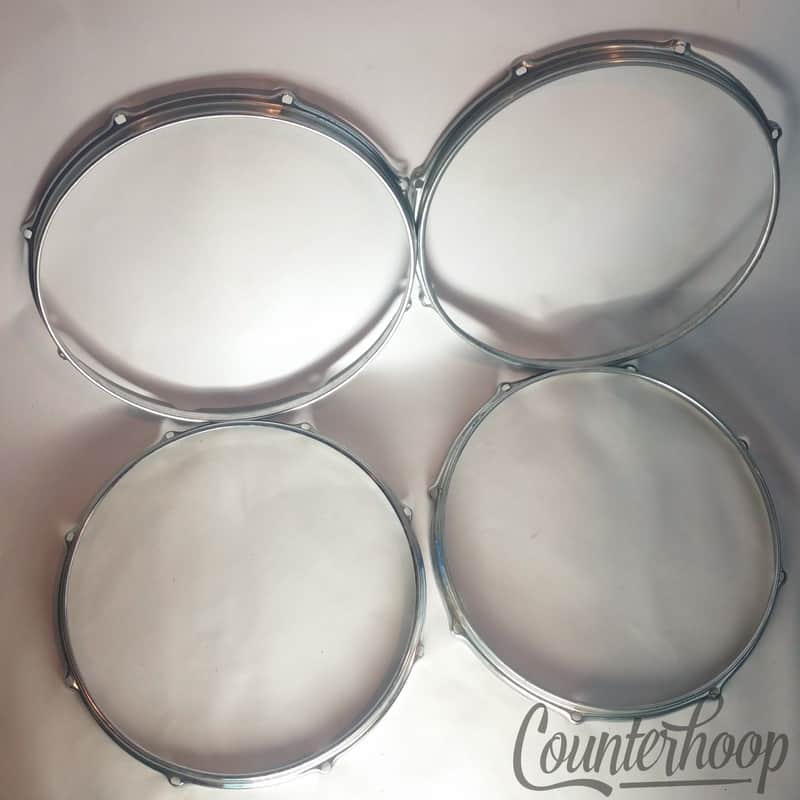 *Pearl 4x 14" Snare/Tom Drum Rims/Hoops Triple Flange Chrome 8-Hole Stick-Saver* image 1