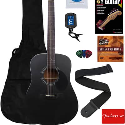 Jasmine S35 Dreadnought Acoustic Guitar - Matte Black w/ Gig Bag image 1