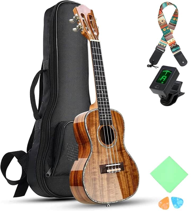 Concert Ukulele 23 inch 4 Strings Ukeleles For Beginners, Sapele Ukele with Ukulele Case and Ukele String Set image 1