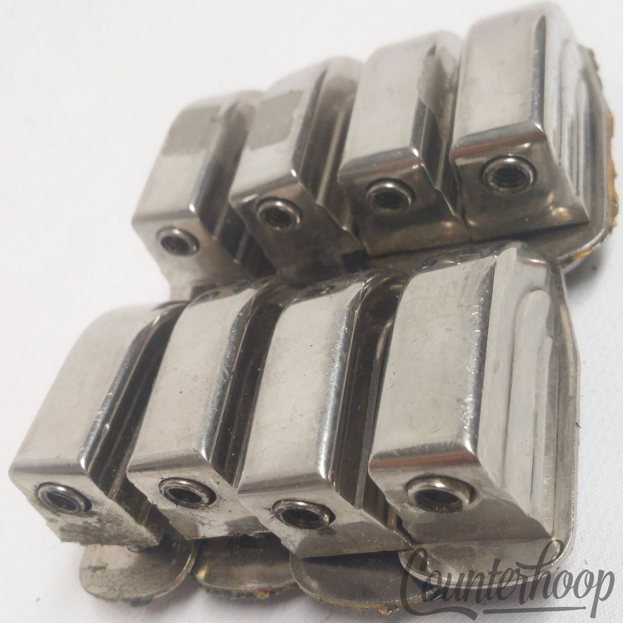 Leedy 8x Beavertail Tom/Snare Drum Lugs Nickel Elkhart 40s-50s USA Metal Washer — main photograph
