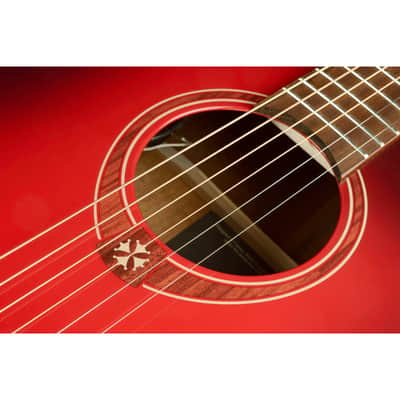 Lag T-RED-DCE Tramontane Limited Edition Dreadnought Cutaway Solid Red Cedar Top Mahogany Neck 6-String Electric-Acoustic Guitar image 8