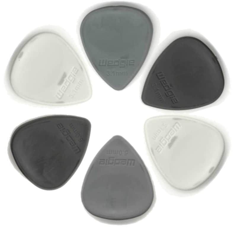 6 (six) Wedgie Rubber Guitar Picks~Sampler Set ~For Ukulele/ Bass (Mix and Match) image 1